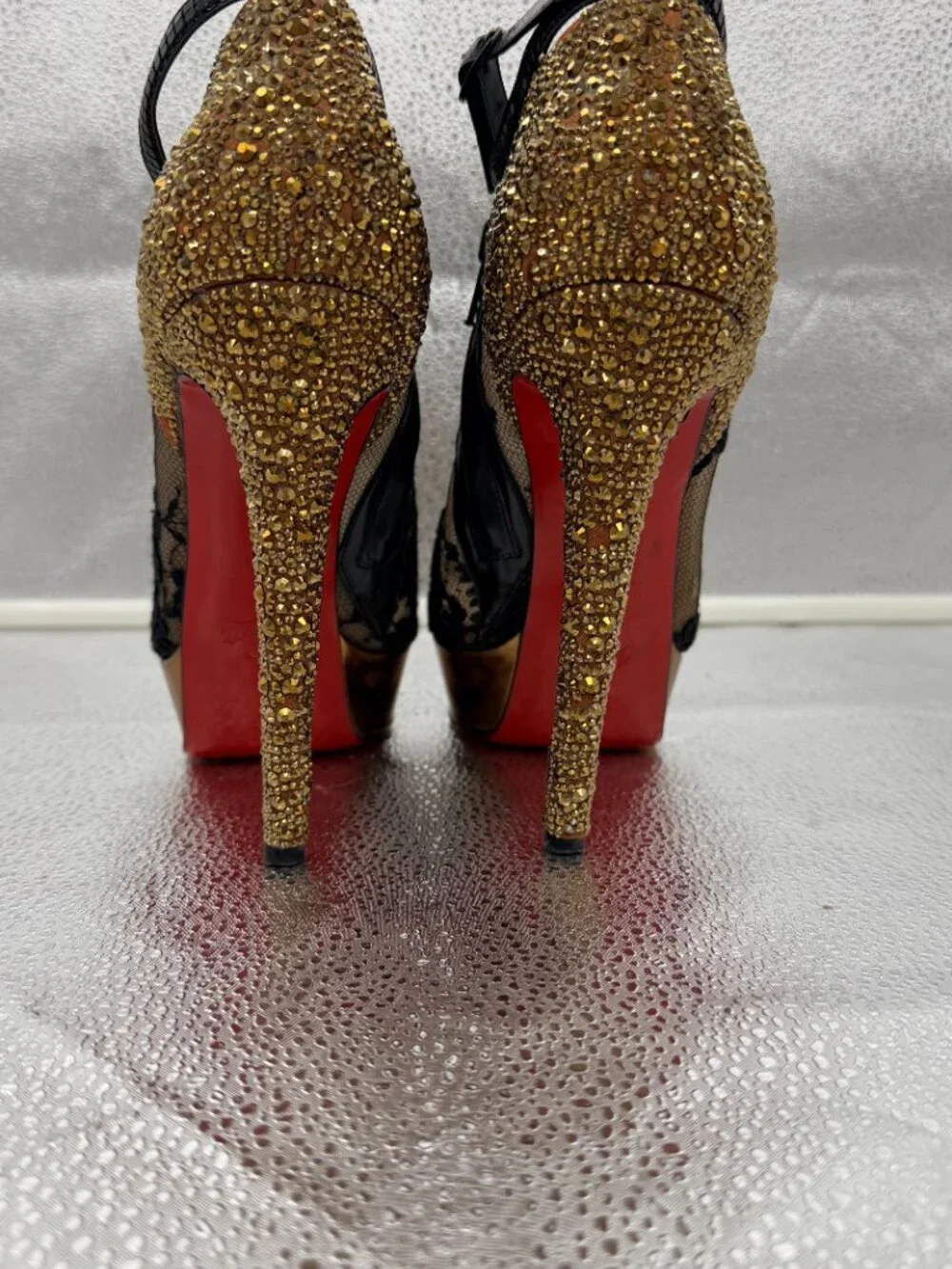Christian Louboutin Bridget Strass Peep-Toe Booties